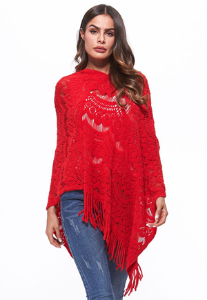 SZ60180-3  Knitting Crochet Wings Bat Sweater Tassels Wrap Coat Shawl Poncho
